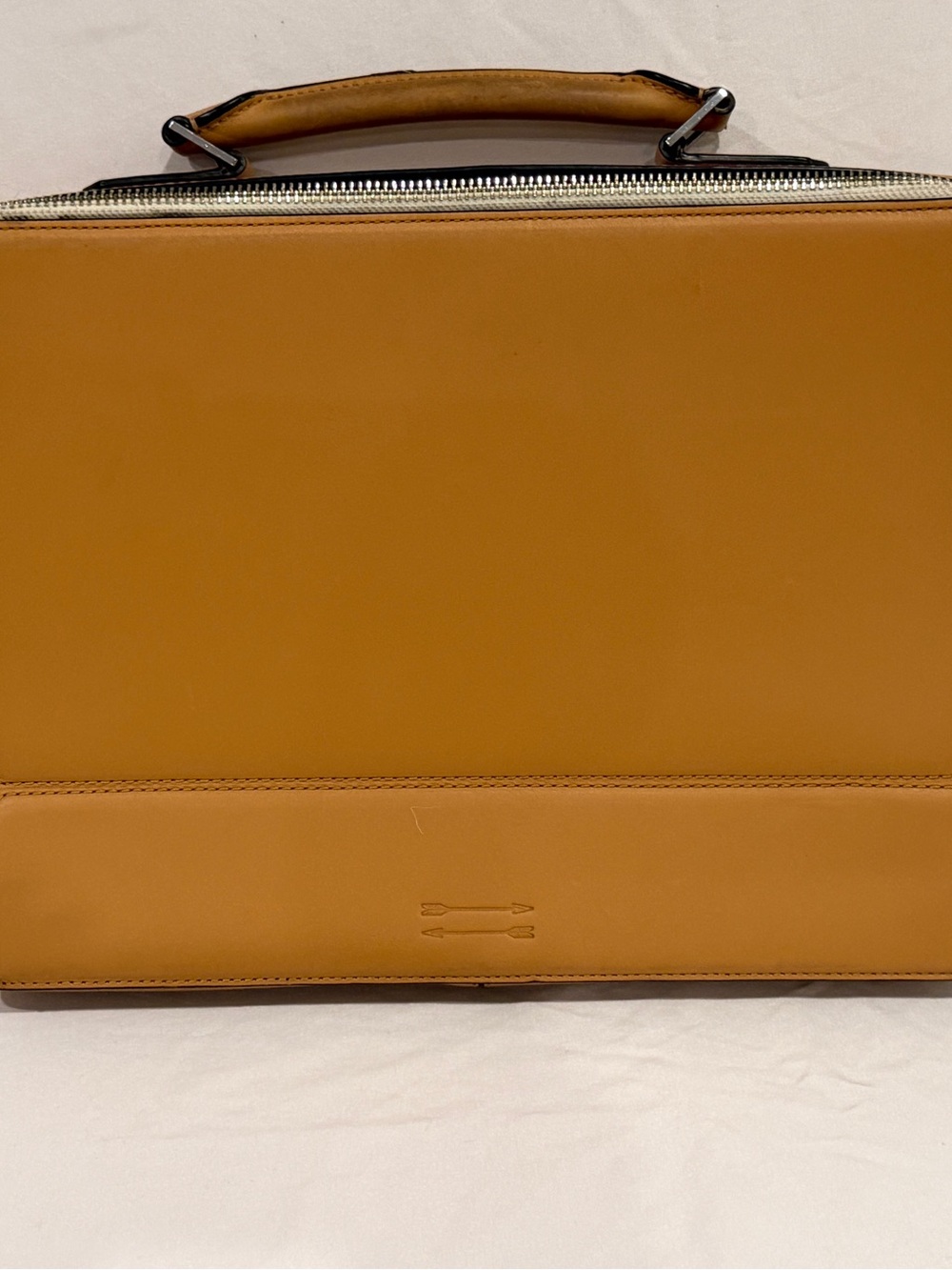 16” x 11” Genuine BEN MINKOFF Tan Camel Leather Laptop Briefcase Bag